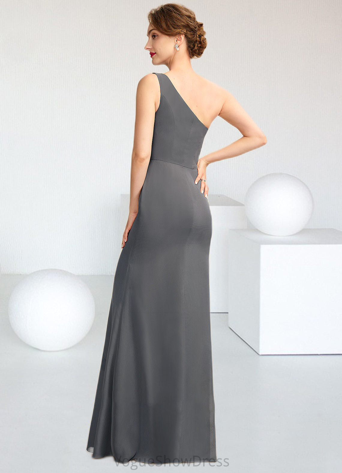 Kendal Sheath/Column One-Shoulder Floor-Length Chiffon Mother of the Bride Dress DL126P0014995