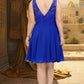 Helen A-line V-Neck Knee-Length Chiffon Lace Homecoming Dress DLP0020589