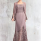 Paisley Trumpet/Mermaid Square Neckline Asymmetrical Chiffon Lace Mother of the Bride Dress DL126P0015001