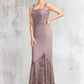 Paisley Trumpet/Mermaid Square Neckline Asymmetrical Chiffon Lace Mother of the Bride Dress DL126P0015001