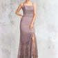 Paisley Trumpet/Mermaid Square Neckline Asymmetrical Chiffon Lace Mother of the Bride Dress DL126P0015001