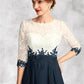 Allison A-Line Scoop Neck Tea-Length Chiffon Lace Mother of the Bride Dress DL126P0015002