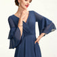 Piper A-Line V-neck Floor-Length Chiffon Mother of the Bride Dress With Cascading Ruffles DL126P0015003