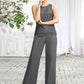 Jaden Jumpsuit/Pantsuit Scoop Neck Floor-Length Chiffon Lace Mother of the Bride Dress DL126P0015006