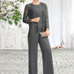 Jaden Jumpsuit/Pantsuit Scoop Neck Floor-Length Chiffon Lace Mother of the Bride Dress DL126P0015006