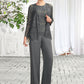 Jaden Jumpsuit/Pantsuit Scoop Neck Floor-Length Chiffon Lace Mother of the Bride Dress DL126P0015006