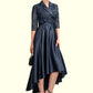 Chloe A-Line V-neck Asymmetrical Satin Lace Mother of the Bride Dress With Sequins Pockets DL126P0015008