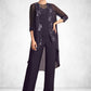 Scarlett Jumpsuit/Pantsuit Scoop Neck Floor-Length Chiffon Lace Mother of the Bride Dress With Sequins DL126P0015010