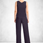 Scarlett Jumpsuit/Pantsuit Scoop Neck Floor-Length Chiffon Lace Mother of the Bride Dress With Sequins DL126P0015010