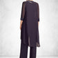 Scarlett Jumpsuit/Pantsuit Scoop Neck Floor-Length Chiffon Lace Mother of the Bride Dress With Sequins DL126P0015010