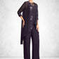 Scarlett Jumpsuit/Pantsuit Scoop Neck Floor-Length Chiffon Lace Mother of the Bride Dress With Sequins DL126P0015010