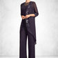 Scarlett Jumpsuit/Pantsuit Scoop Neck Floor-Length Chiffon Lace Mother of the Bride Dress With Sequins DL126P0015010