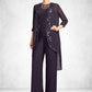 Scarlett Jumpsuit/Pantsuit Scoop Neck Floor-Length Chiffon Lace Mother of the Bride Dress With Sequins DL126P0015010