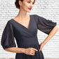 Teagan A-Line V-neck Tea-Length Chiffon Mother of the Bride Dress With Pleated DL126P0015012