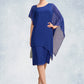 Erin Sheath/Column V-neck Knee-Length Chiffon Mother of the Bride Dress With Beading Sequins DL126P0015013