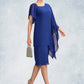 Erin Sheath/Column V-neck Knee-Length Chiffon Mother of the Bride Dress With Beading Sequins DL126P0015013