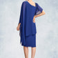 Erin Sheath/Column V-neck Knee-Length Chiffon Mother of the Bride Dress With Beading Sequins DL126P0015013