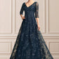 Iyana A-Line V-neck Floor-Length Lace Mother of the Bride Dress With Sequins DL126P0015015