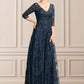 Iyana A-Line V-neck Floor-Length Lace Mother of the Bride Dress With Sequins DL126P0015015