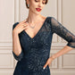 Iyana A-Line V-neck Floor-Length Lace Mother of the Bride Dress With Sequins DL126P0015015