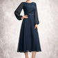 Cheryl A-Line Scoop Neck Tea-Length Chiffon Mother of the Bride Dress With Beading Sequins DL126P0015018