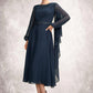 Cheryl A-Line Scoop Neck Tea-Length Chiffon Mother of the Bride Dress With Beading Sequins DL126P0015018