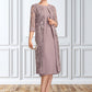 Aylin Sheath/Column Scoop Neck Knee-Length Chiffon Mother of the Bride Dress With Ruffle Sequins DL126P0015023