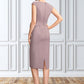 Aylin Sheath/Column Scoop Neck Knee-Length Chiffon Mother of the Bride Dress With Ruffle Sequins DL126P0015023