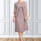 Aylin Sheath/Column Scoop Neck Knee-Length Chiffon Mother of the Bride Dress With Ruffle Sequins DL126P0015023