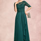 Tiara A-Line Scoop Neck Floor-Length Chiffon Lace Mother of the Bride Dress With Beading Sequins Cascading Ruffles DL126P0015027