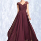 Sarai A-Line V-neck Floor-Length Chiffon Mother of the Bride Dress With Beading Sequins DL126P0015028