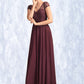 Sarai A-Line V-neck Floor-Length Chiffon Mother of the Bride Dress With Beading Sequins DL126P0015028