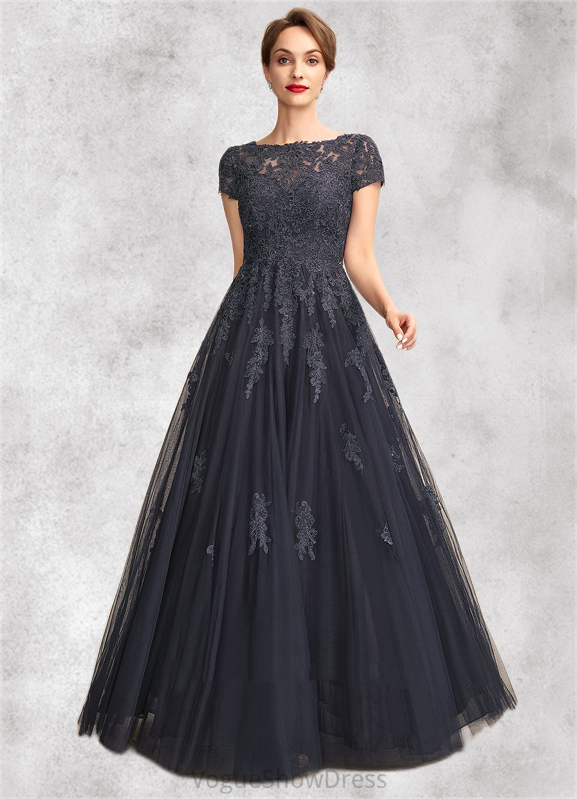 Mariah A-Line Scoop Neck Floor-Length Tulle Lace Mother of the Bride Dress With Beading DL126P0015029