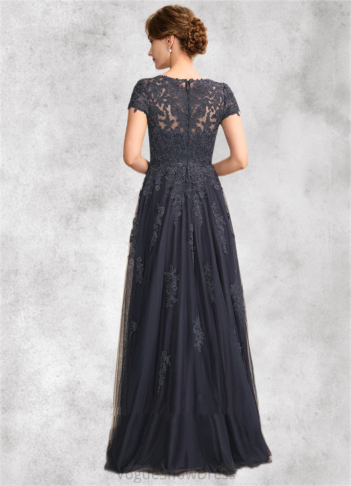 Mariah A-Line Scoop Neck Floor-Length Tulle Lace Mother of the Bride Dress With Beading DL126P0015029