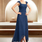 Jane A-Line Square Neckline Asymmetrical Chiffon Lace Mother of the Bride Dress DL126P0015034