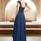 Jane A-Line Square Neckline Asymmetrical Chiffon Lace Mother of the Bride Dress DL126P0015034