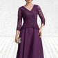 Kali A-Line V-neck Knee-Length Chiffon Lace Mother of the Bride Dress With Beading Sequins DL126P0015035