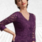 Kali A-Line V-neck Knee-Length Chiffon Lace Mother of the Bride Dress With Beading Sequins DL126P0015035