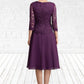 Kali A-Line V-neck Knee-Length Chiffon Lace Mother of the Bride Dress With Beading Sequins DL126P0015035