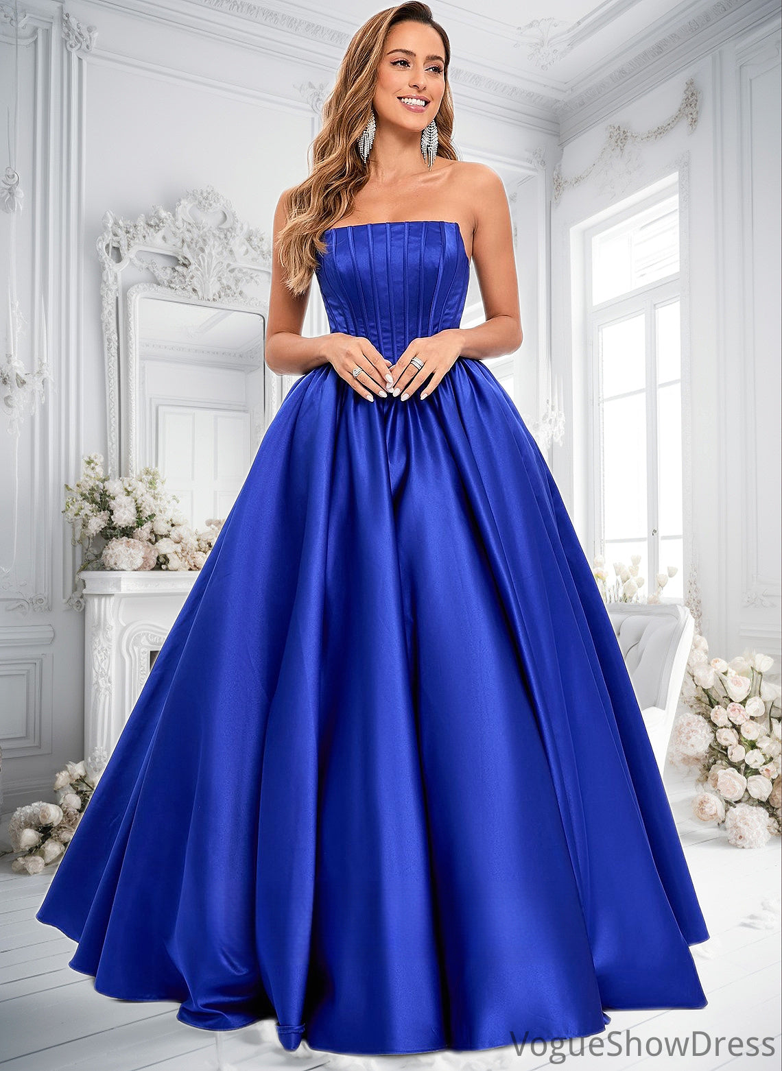 Marilyn Ball-Gown/Princess Straight Floor-Length Satin Prom Dresses DLP0025831