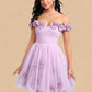 Janiya Ball-Gown/Princess Off the Shoulder Short Tulle Homecoming Dress With Pleated Flower DLP0025668