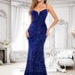 Precious Trumpet/Mermaid V-Neck Sweep Train Sequin Prom Dresses DLP0025850