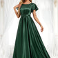 Cali A-line Scoop Floor-Length Stretch Satin Bridesmaid Dress With Ruffle DLP0025770