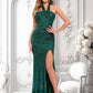 Amirah Sheath/Column Halter Floor-Length Sequin Prom Dresses DLP0025858