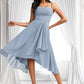 Jeanie A-line Cowl Asymmetrical Chiffon Bridesmaid Dress With Ruffle DLP0025727