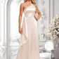 Kadence A-line One Shoulder Floor-Length Stretch Satin Bridesmaid Dress With Ruffle DLP0025818