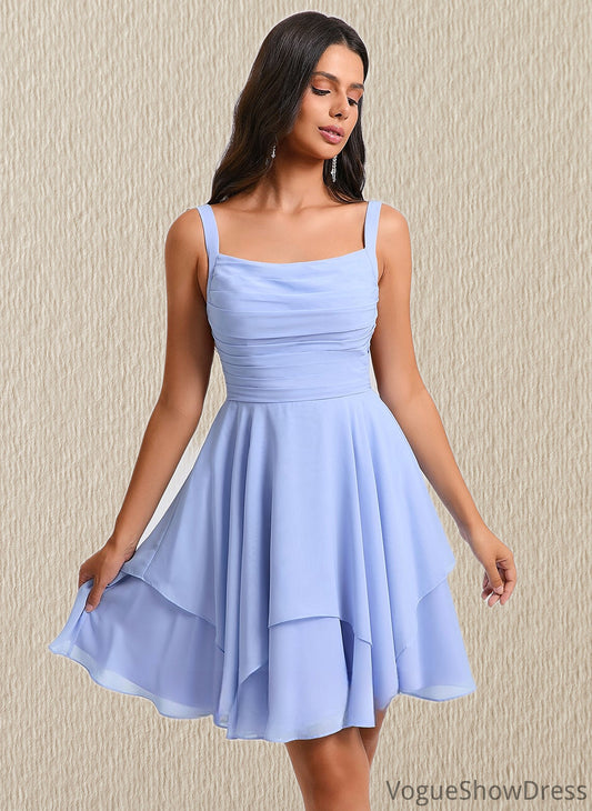 Eloise A-line Scoop Short Chiffon Homecoming Dress With Pleated DLP0025654