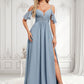 Sophie A-line Cold Shoulder Floor-Length Chiffon Bridesmaid Dress With Ruffle DLP0025797