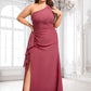 Lara A-line One Shoulder Floor-Length Chiffon Bridesmaid Dress With Ruffle DLP0025824