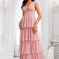 Aliza A-line V-Neck Floor-Length Chiffon Bridesmaid Dress DLP0025749